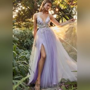 Purple prom dress, lavender tulle long floor length, formal dress